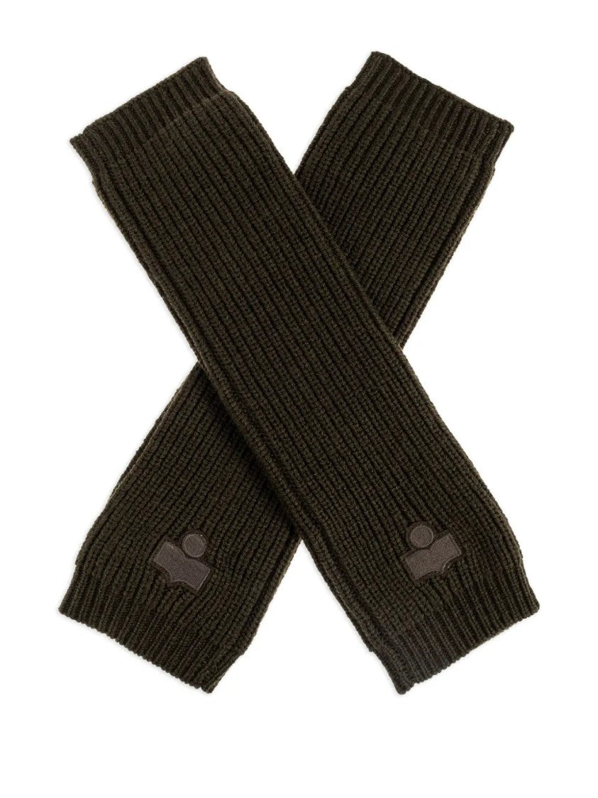 Isabel Marant Ribbed Logo-Patch Gloves