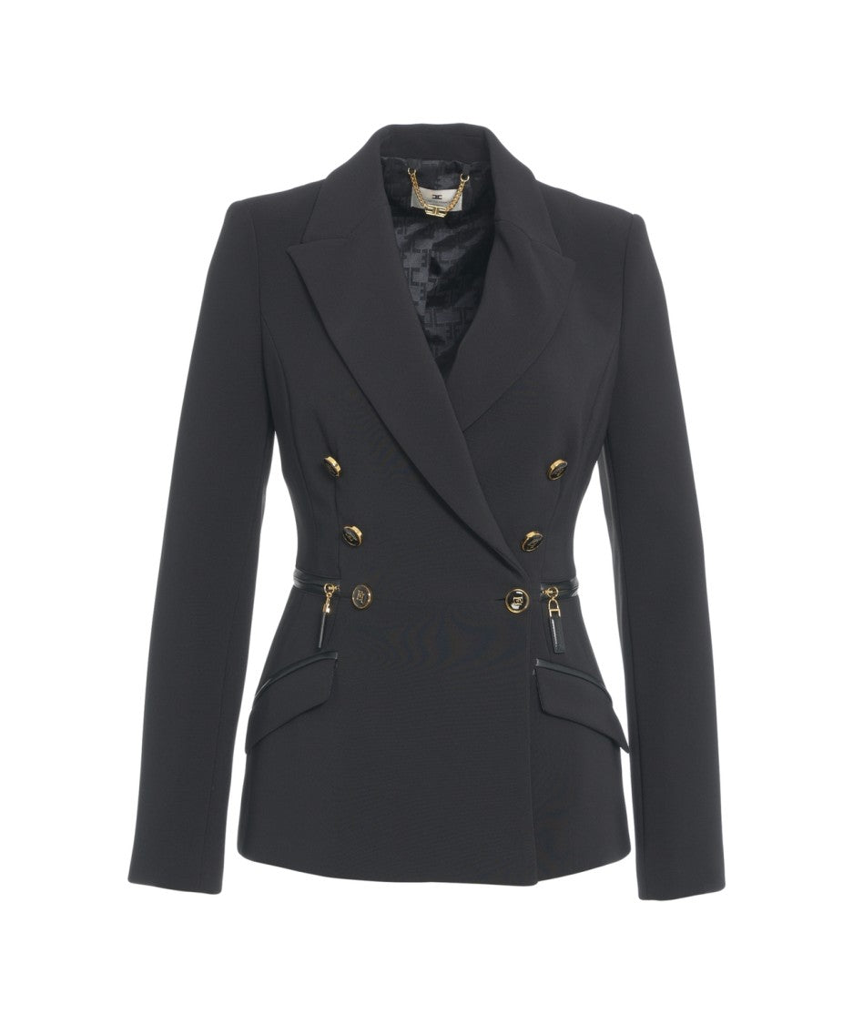 Elisabetta Franchi Tailored Double-Breasted Blazer With Gold Hardware