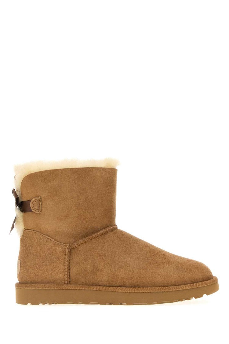 Ugg Camel Suede Mini Bailey Bow Ankle Boots