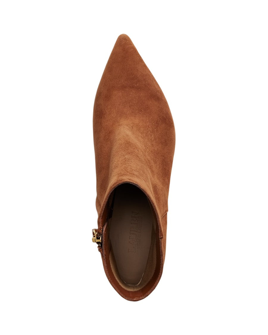 Lauren Ralph Lauren Tan Suede Ankle Boots With Pointed Toe