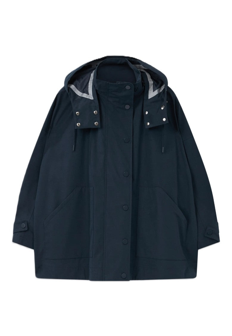 Max Mara Versatile Blue Raincoat With Drawstring Hood