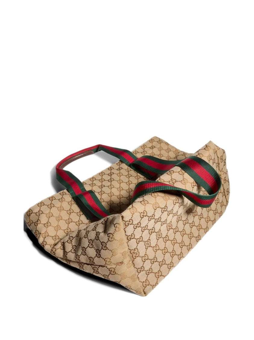 Gucci Rectangular Monogram Striped Handle Tote Bag