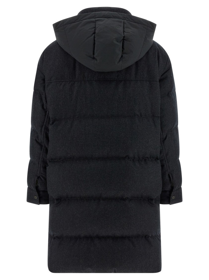 Brunello Cucinelli 'Shiny Zipper Pull' Long Down Jacket