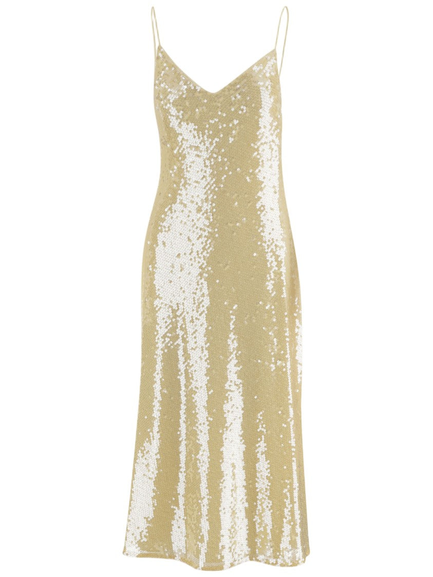 Lauren Ralph Lauren V-Neck Midi Dress With All-Over Sequin Appliqué