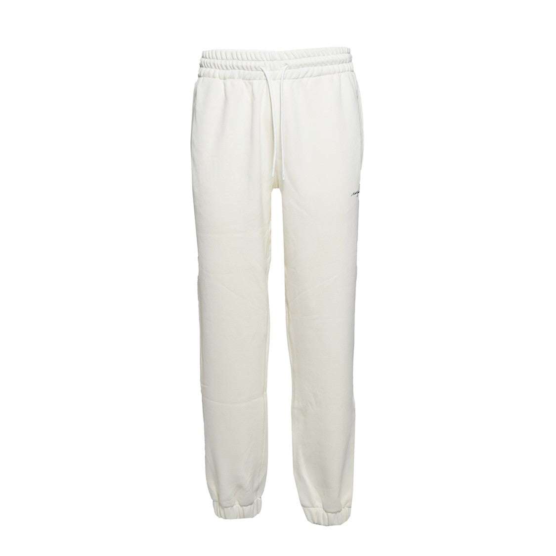 Msgm Cream Cotton Fleece Pants With Embroidered Logo