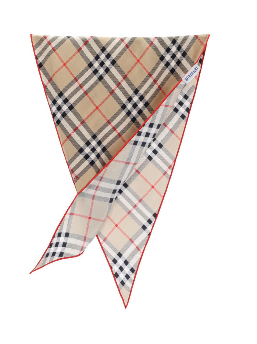 Burberry "Check" Scarf In Beige Mulberry Silk