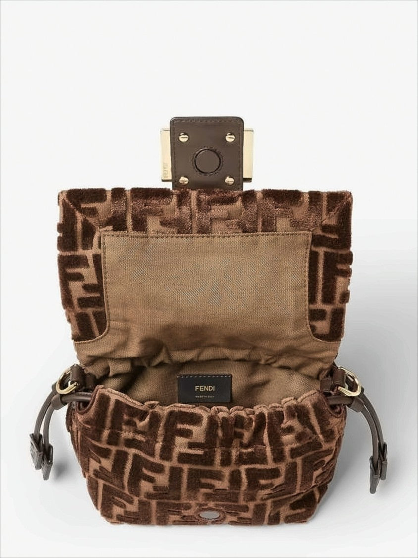Fendi Textured Brown Shoulder Bag