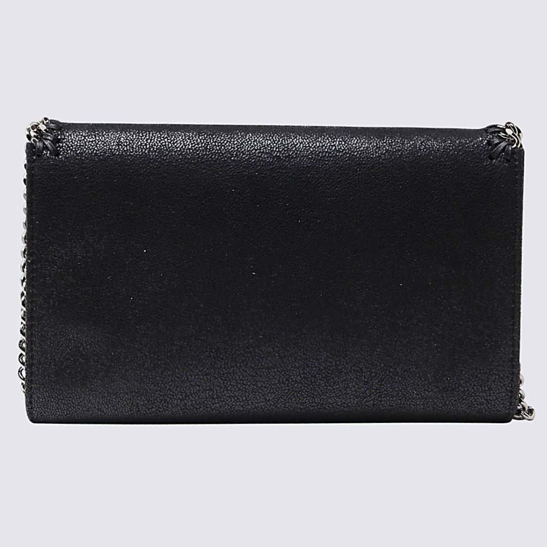 Stella Mccartney Textured Black Rectangle Bag With Silver Chain Detailing