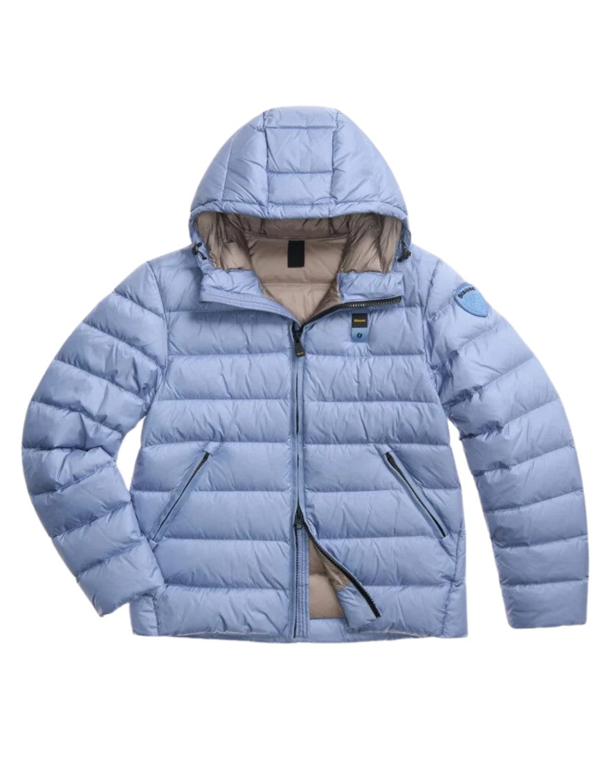 Blauer Light Blue Acton Quilted Hooded Polyamide Down Jacket