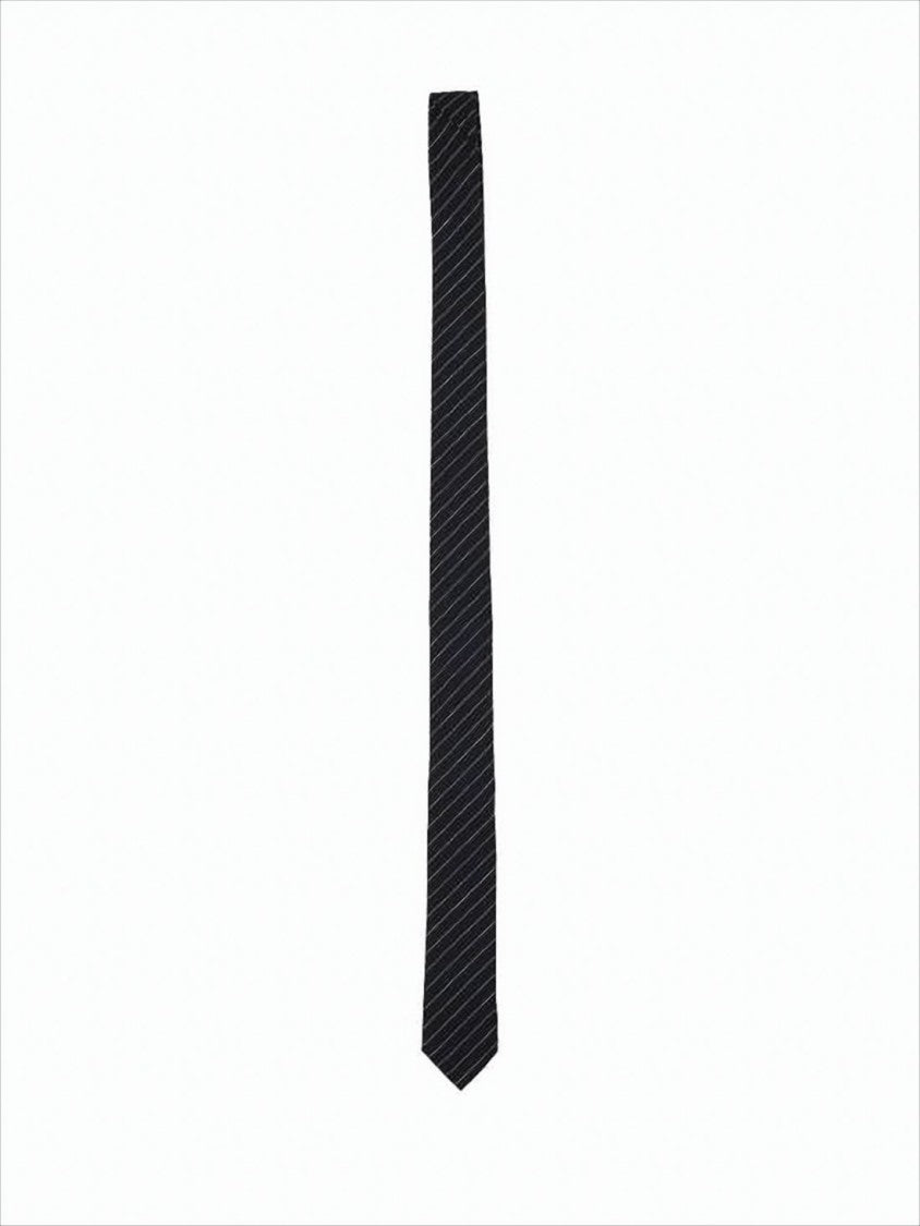 Thom Browne Slim Diagonal Pinstripe Neck Tie With Tricolor Detail