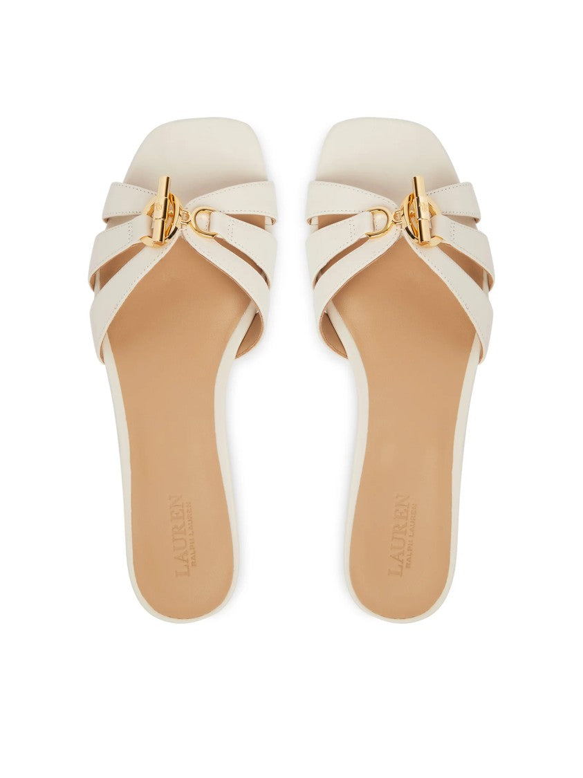 Lauren Ralph Lauren Minimalist Flat Slide Sandals With Gold-Tone Buckle