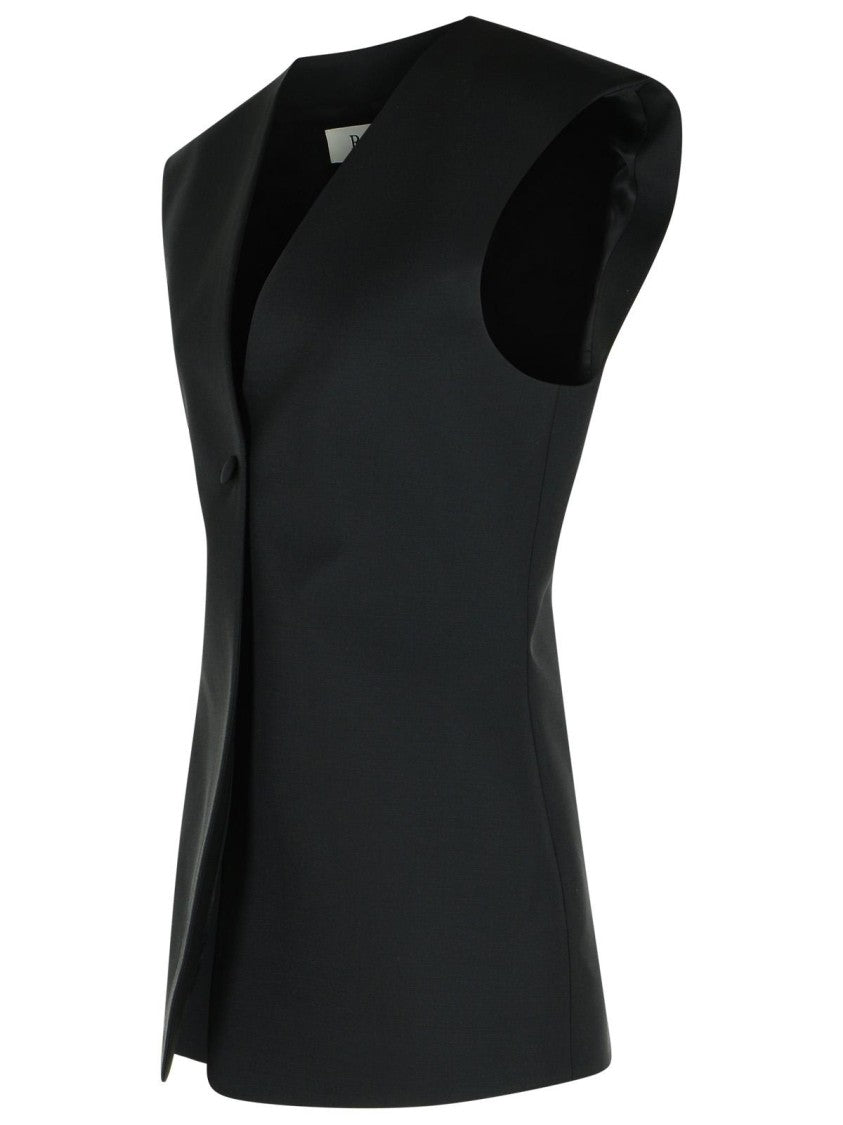 Róhe Sleeveless Blouse In Black Virgin Wool Blend