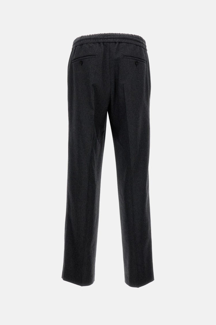 Drôle De Monsieur Loose-Fit Gray Cotton Stretch Pants With Elastic Waistband