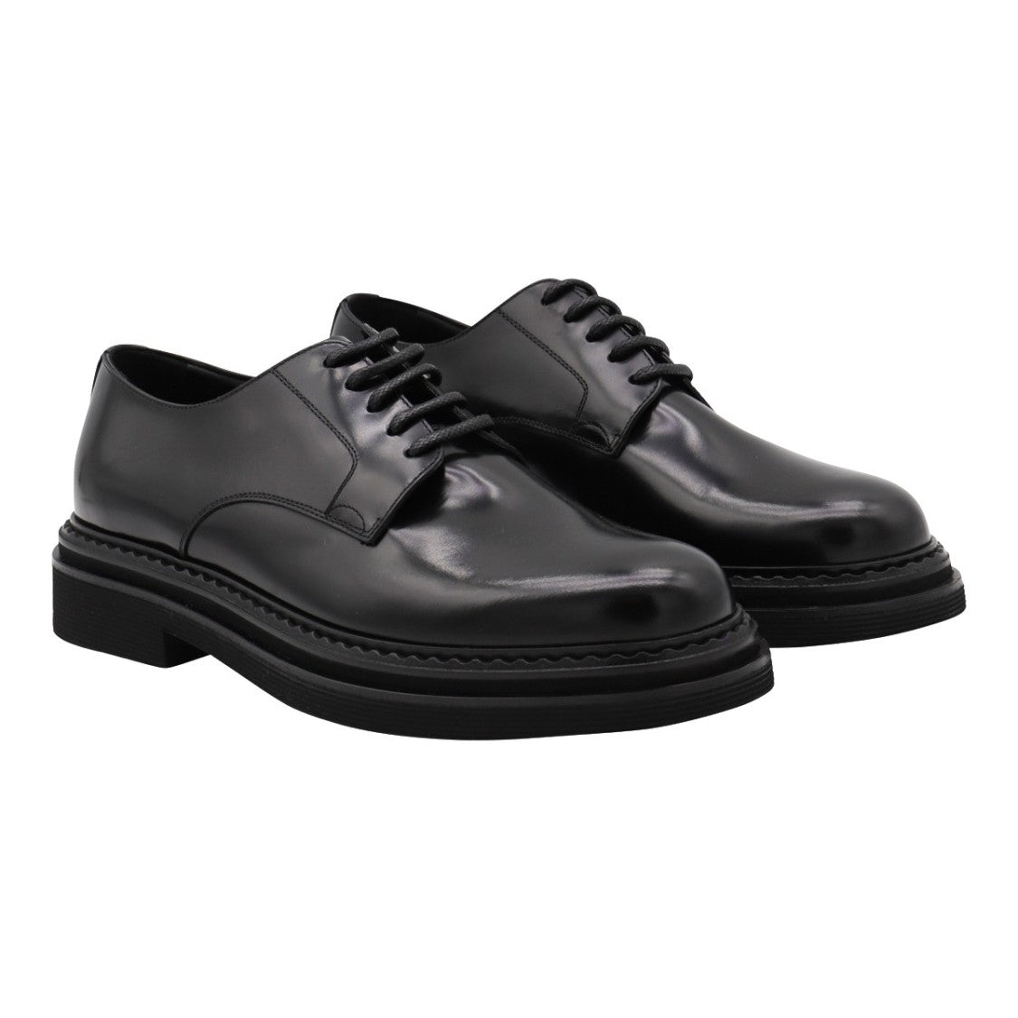 Dolce & Gabbana Polished Black Leather Flat Shoes