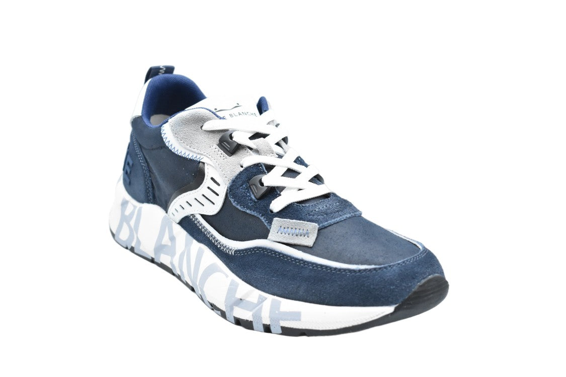 Voile Blanche Blue Technical Fabric Suede Rubber-Sole Shoes