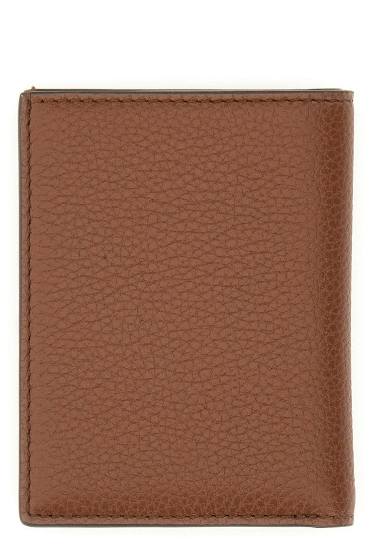 Tom Ford Compact Rectangular Brown Wallet With Smooth Texture