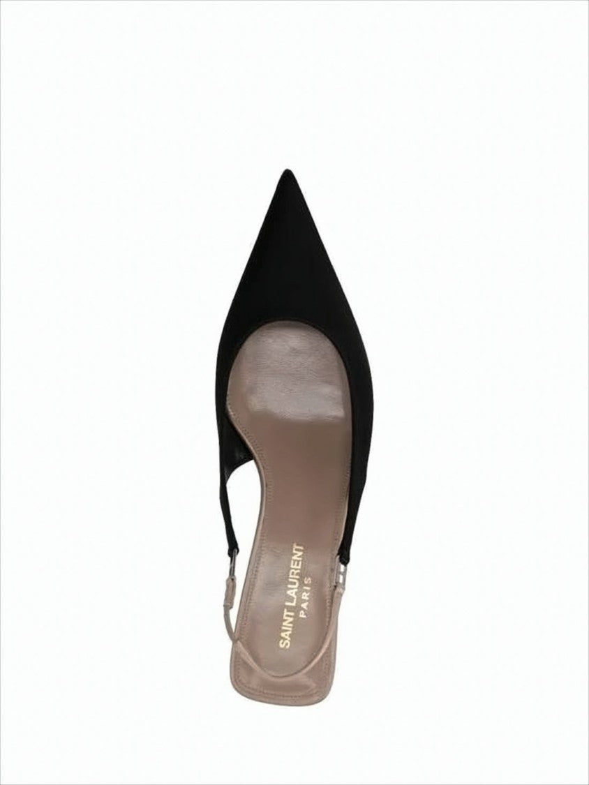 Saint Laurent Pointed-Toe Slingback Pumps With Kitten Heel