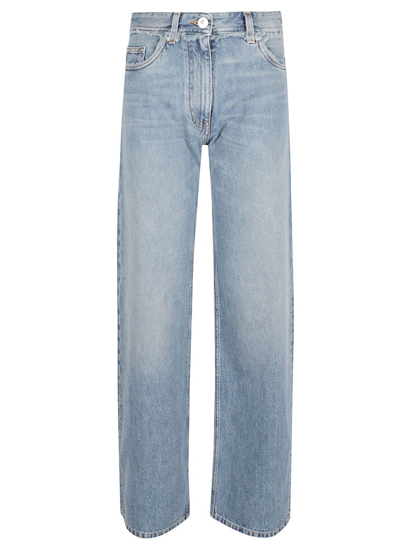 Versace Stonewashed Cotton Denim Boyfriend Jeans