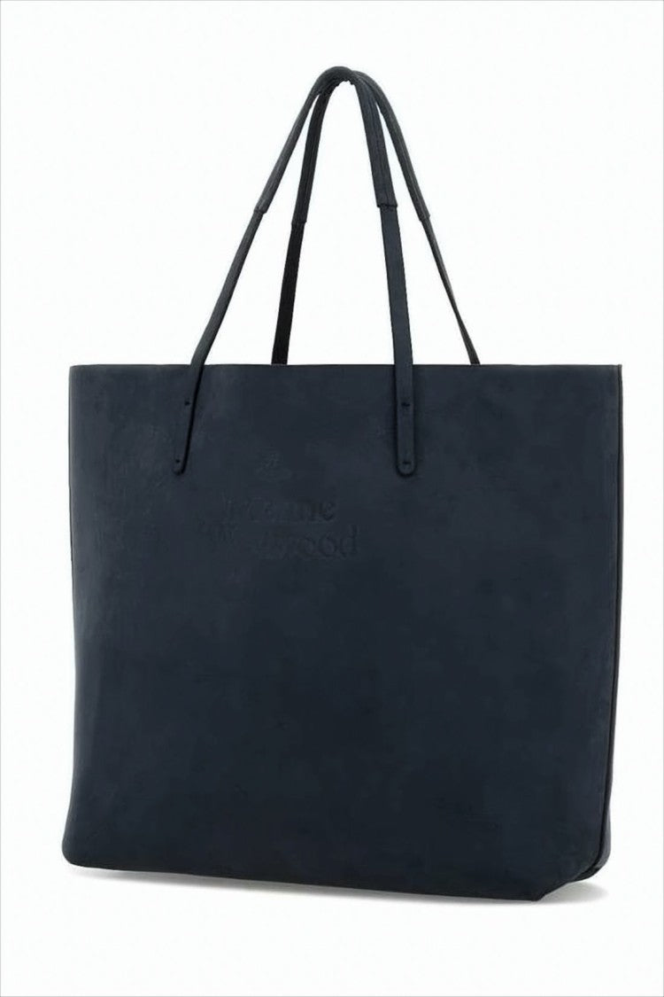 Vivienne Westwood Structured Black Cow Leather Tote Bag