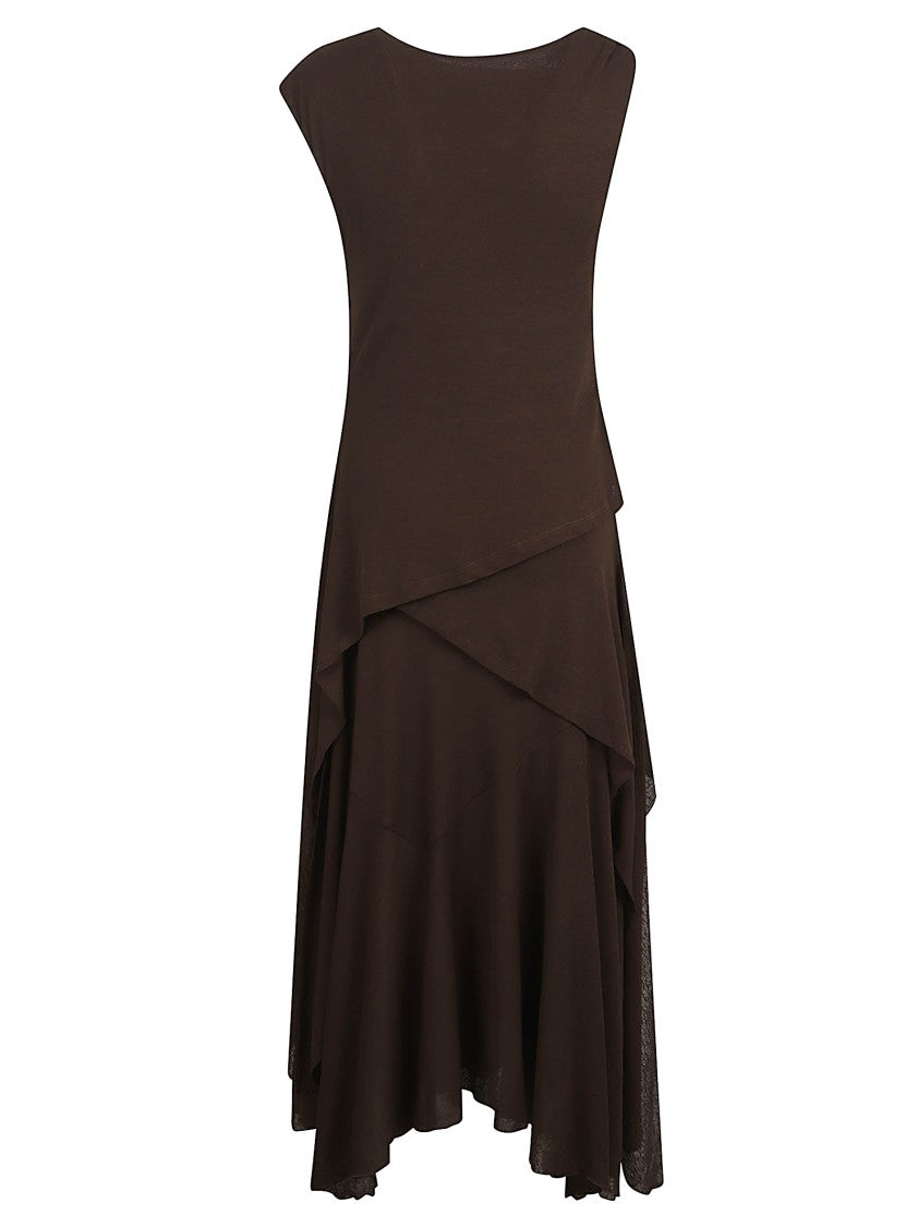 Ganni One-Shoulder Maxi Dress With Asymmetrical Layered Hem