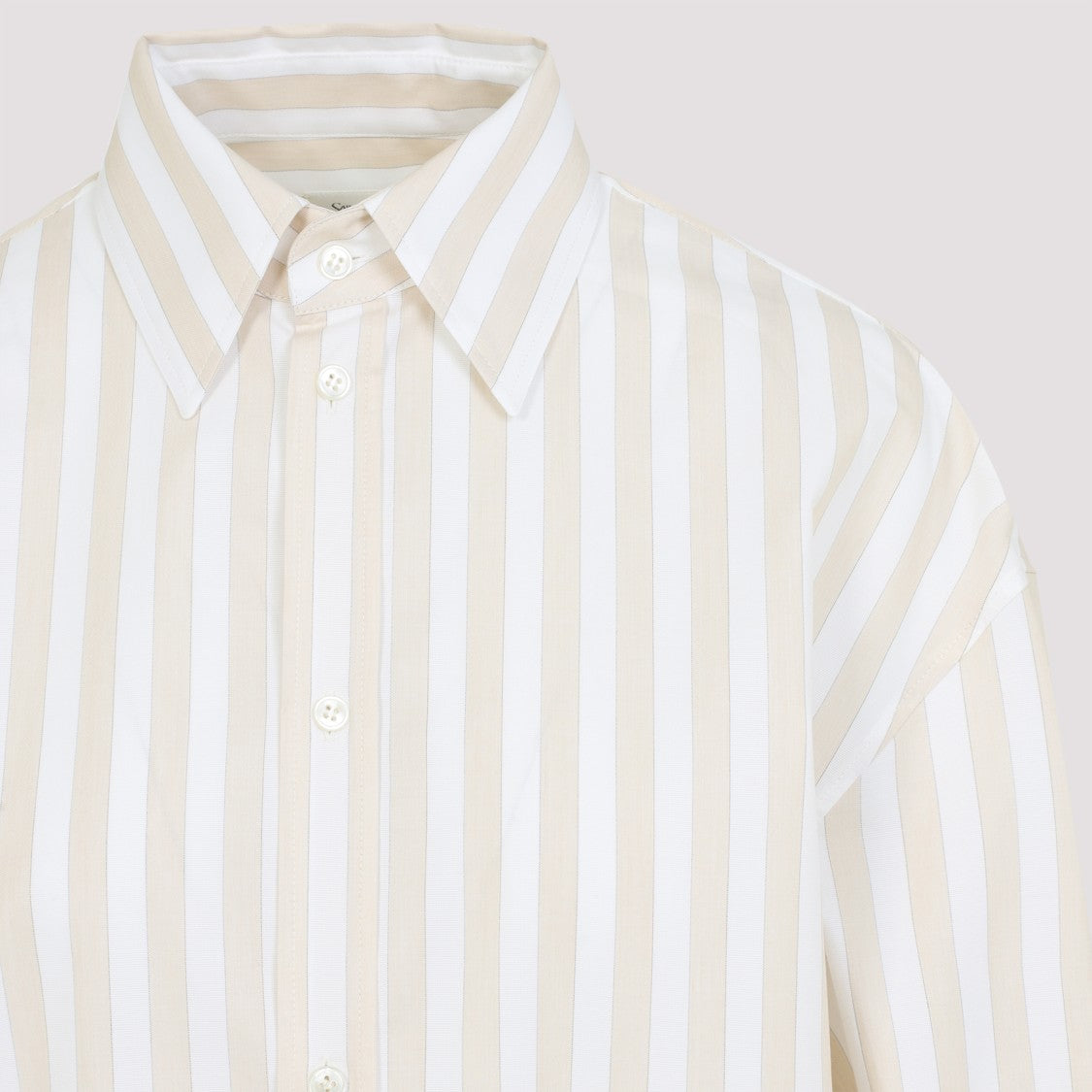 Saint Laurent White And Beige Cotton Shirt