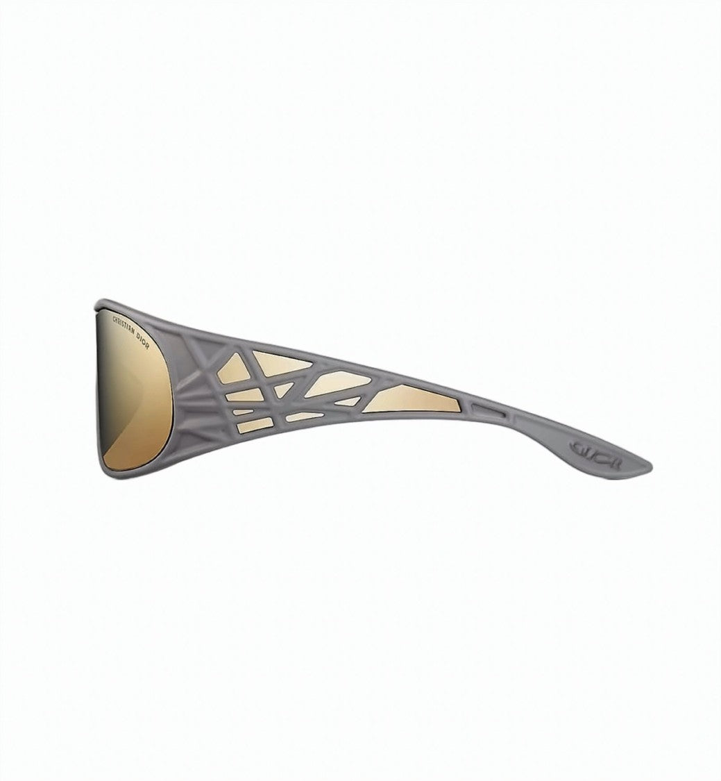 Christian Dior Silver Wraparound Metallic Frame Gold Sunglasses