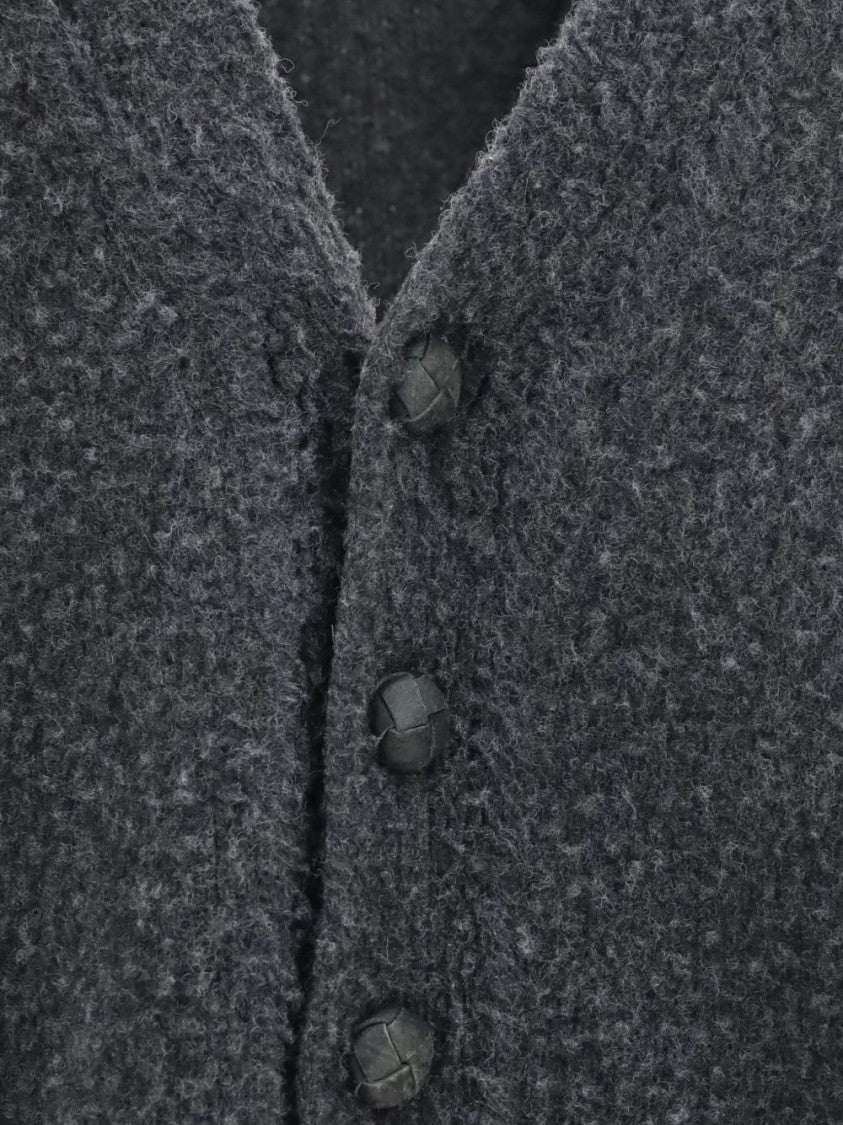 Golden Goose Textured Deep V-Neck Wool Cardigan