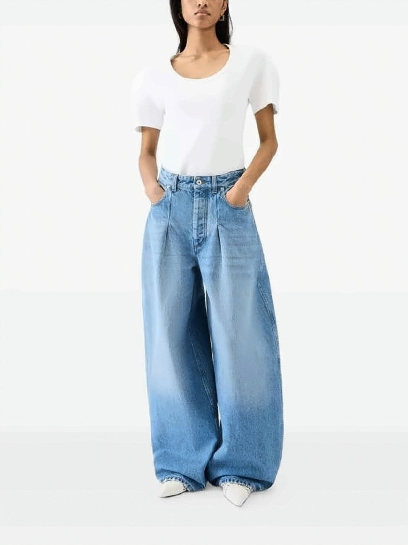 Jacquemus Wide-Leg Denim Trousers With Pleated Detailing