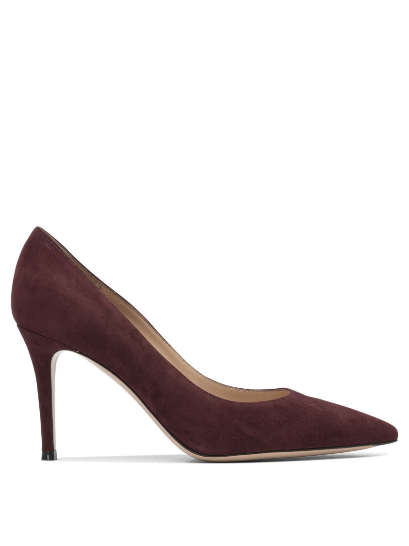 Gianvito Rossi Pointed Toe Burgundy Suede Pumps