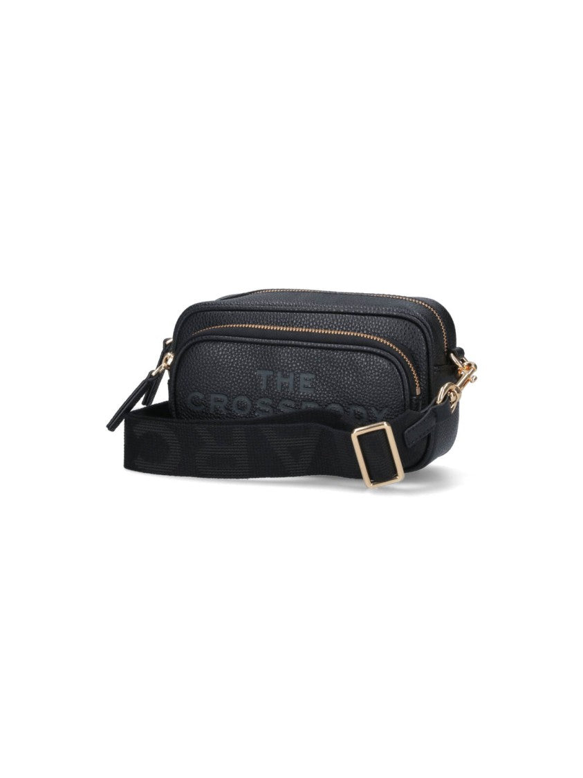Marc Jacobs Compact Black Leather Crossbody Bag With Gold-Tone Accents