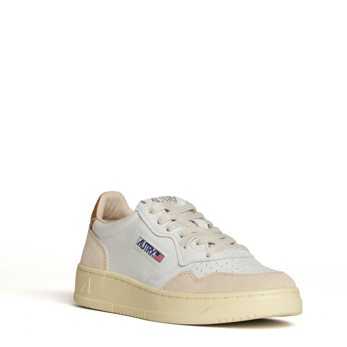 Autry Low-Top Sneakers In White Leather And Brown Suede