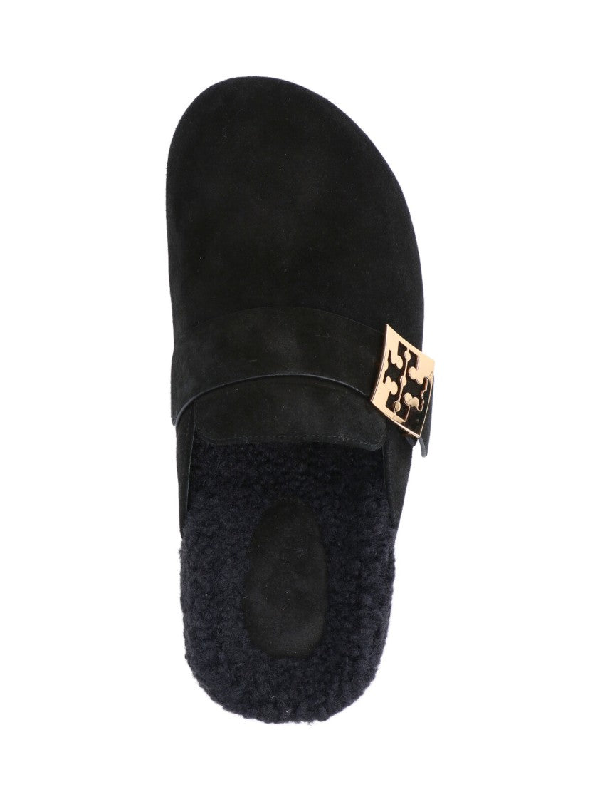 Tory Burch Mellow Suede Mules – Black