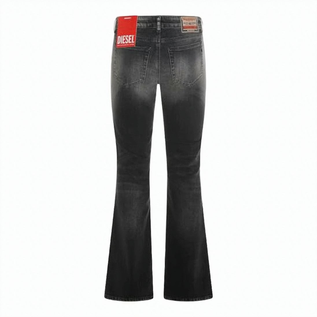 Diesel Bootcut Jeans With Faded Black Wash And Distressed Detail
