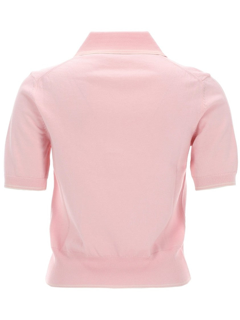 A.P.C. Lisa Pink Cotton Ribbed Polo Shirt