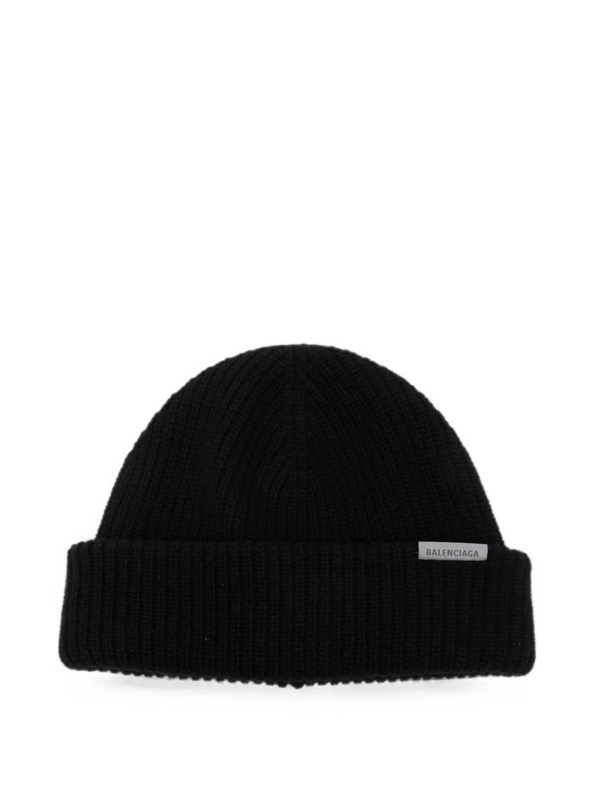 Balenciaga Ribbed Knit Wool Beanie Hat