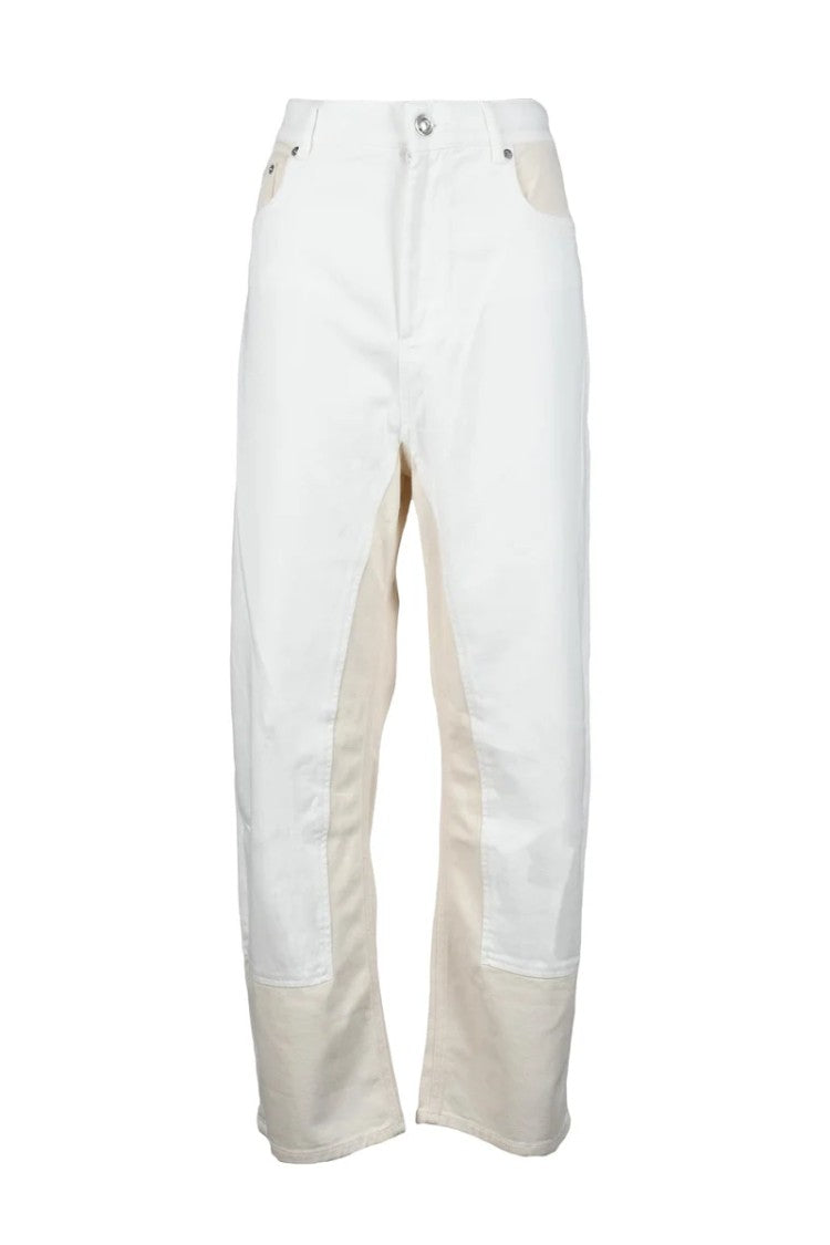 Sportmax Cropped White Jeans With Subtle Color-Block Detail