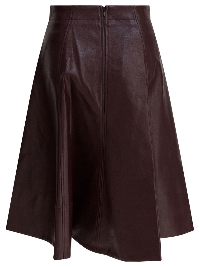 Thelaurent Flared Bordeaux Skirt With Structured Panels