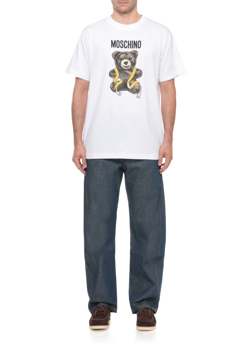 Moschino White Teddy Bear Graphic Print Cotton T-Shirt
