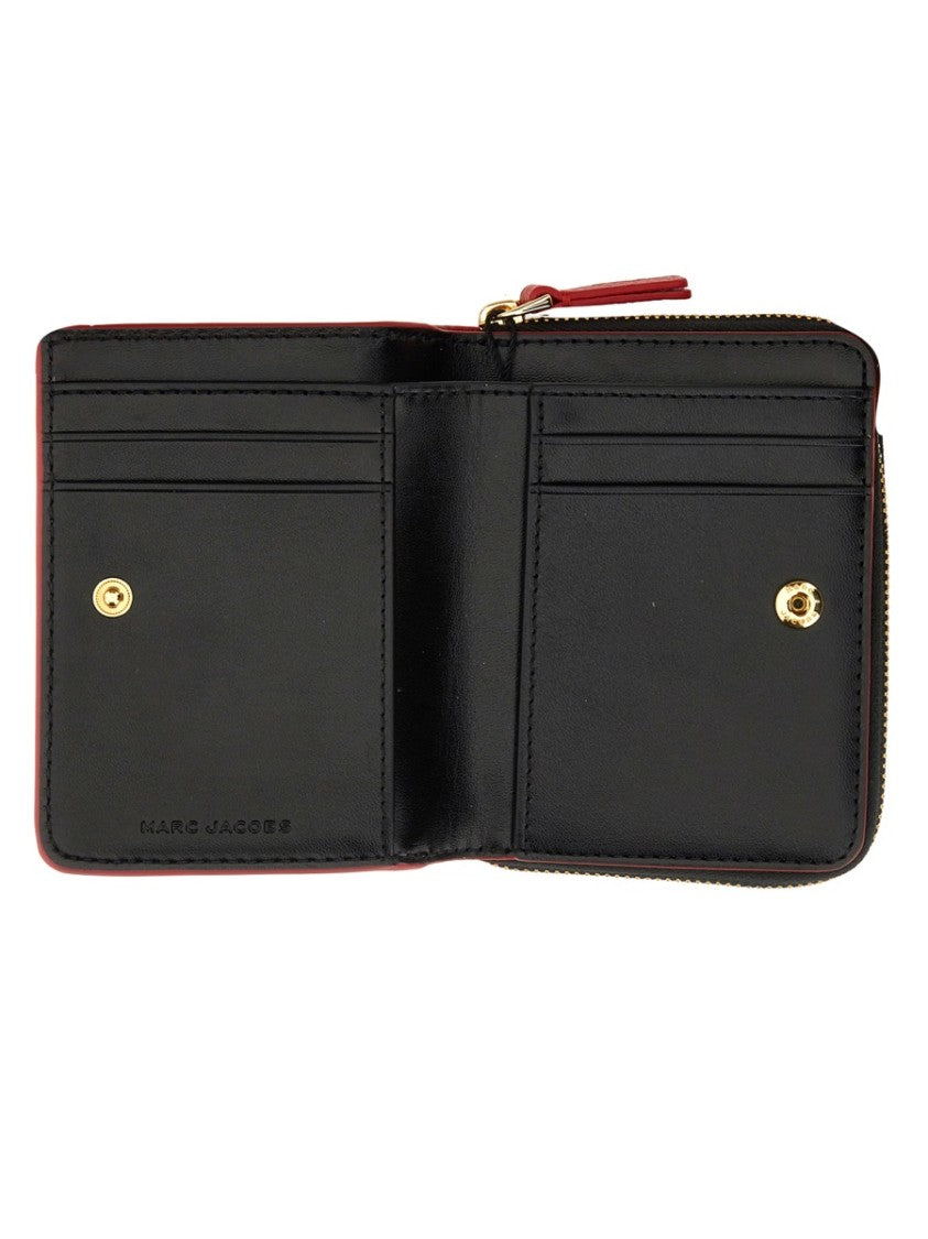 Marc Jacobs Black Textured Leather Compact Mini Wallet