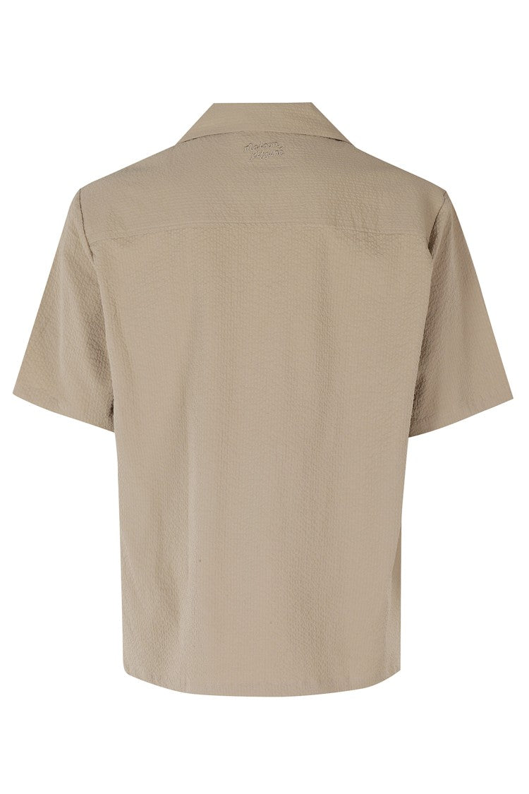 Maison Kitsuné Almond Seersucker Camp Collar Cotton Resort Shirt