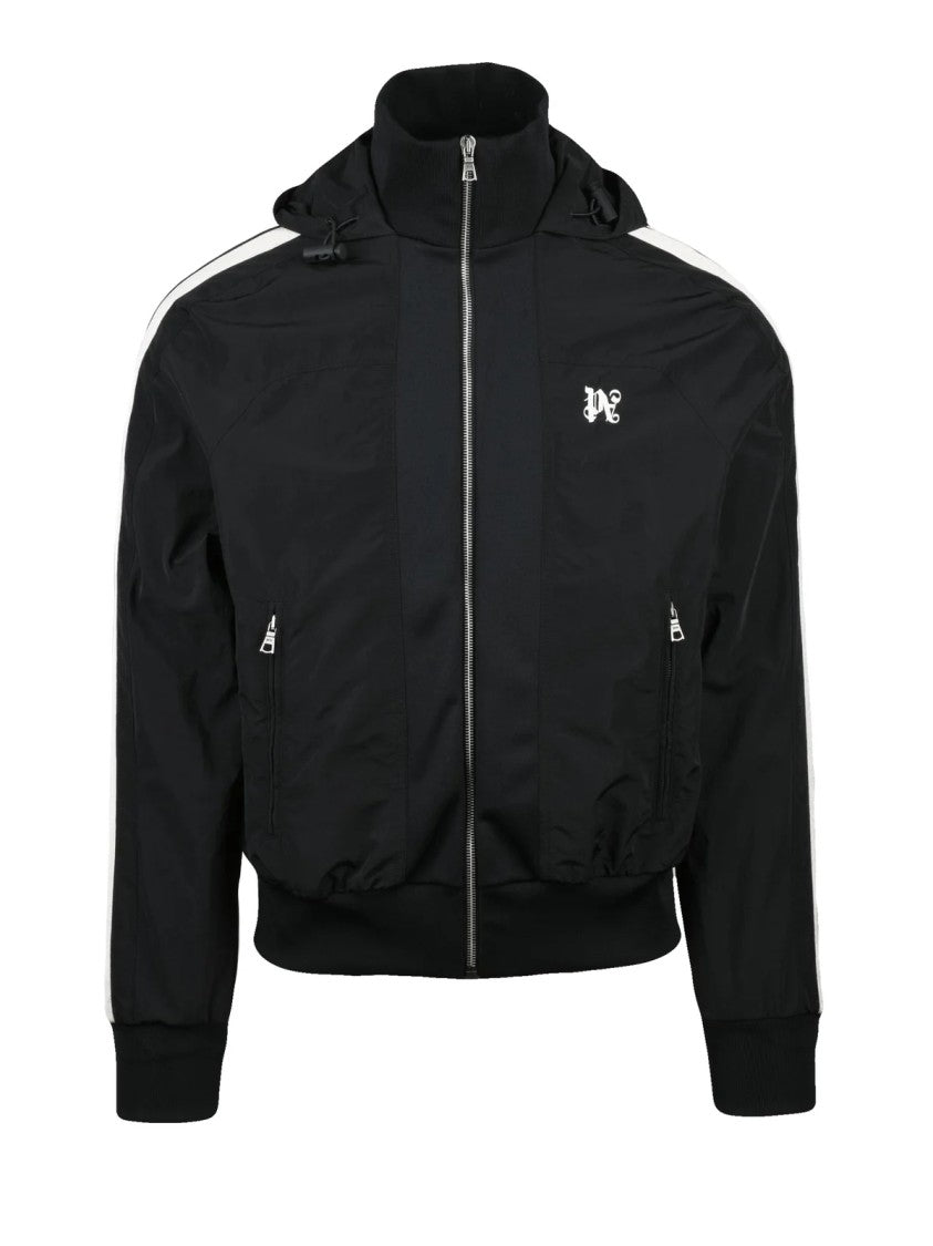 Palm Angels Technical Jacket With High Collar And Contrasting Stripes