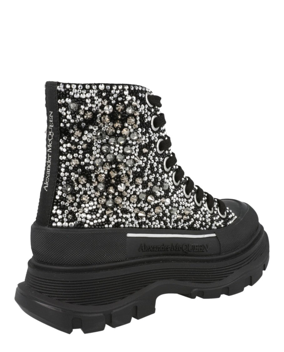 Alexander Mcqueen Crystal Embellished Tread Slick Boots