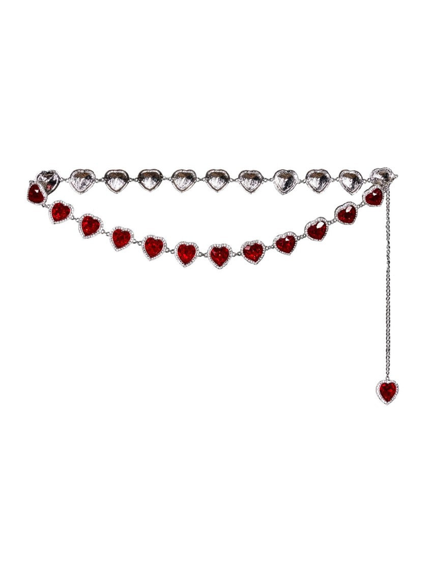 Venuja Red Rhinestoned Body Chain