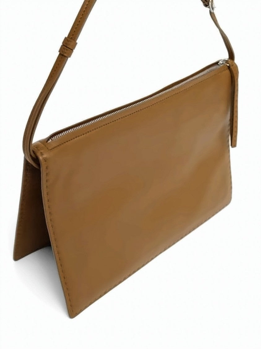 Phoebe Philo Rectangular Brown Leather Clutch With Adjustable Strap