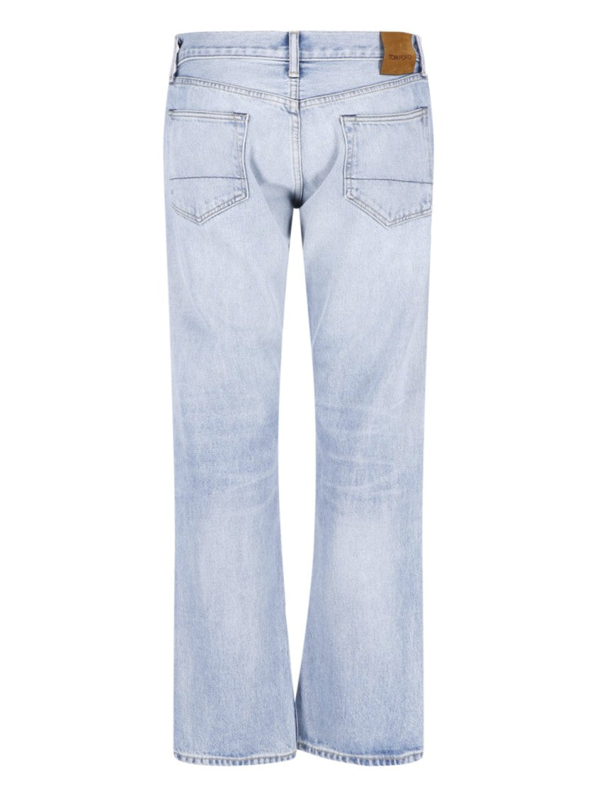 Tom Ford Light Blue Straight-Leg Cotton Jeans