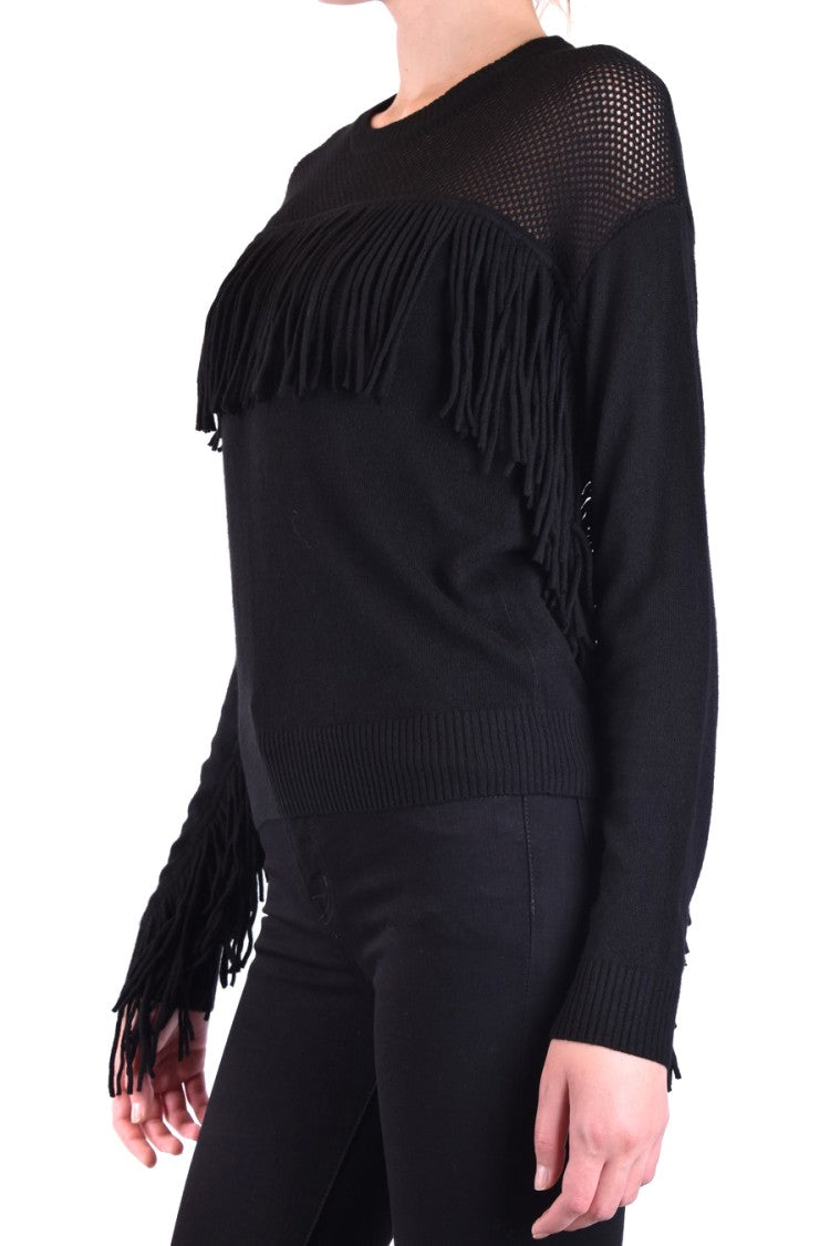 Pinko Fringe-Detail Sweater With Mesh Knit Panels