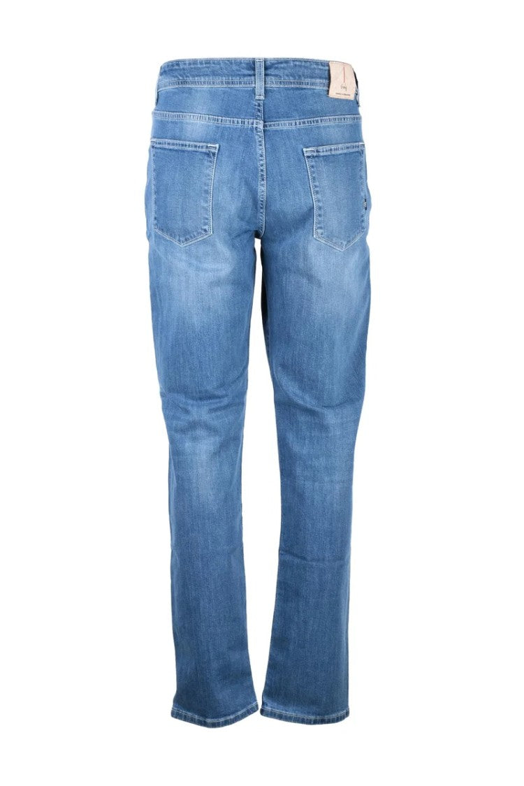 Grey Daniele Alessandrini Blue Cotton Elastane Men Jeans