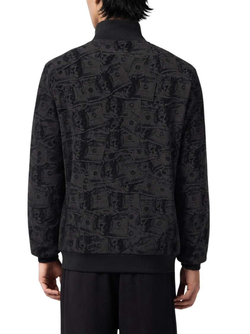 Philipp Plein Jacquard Dollar Print Zip-Through Knit