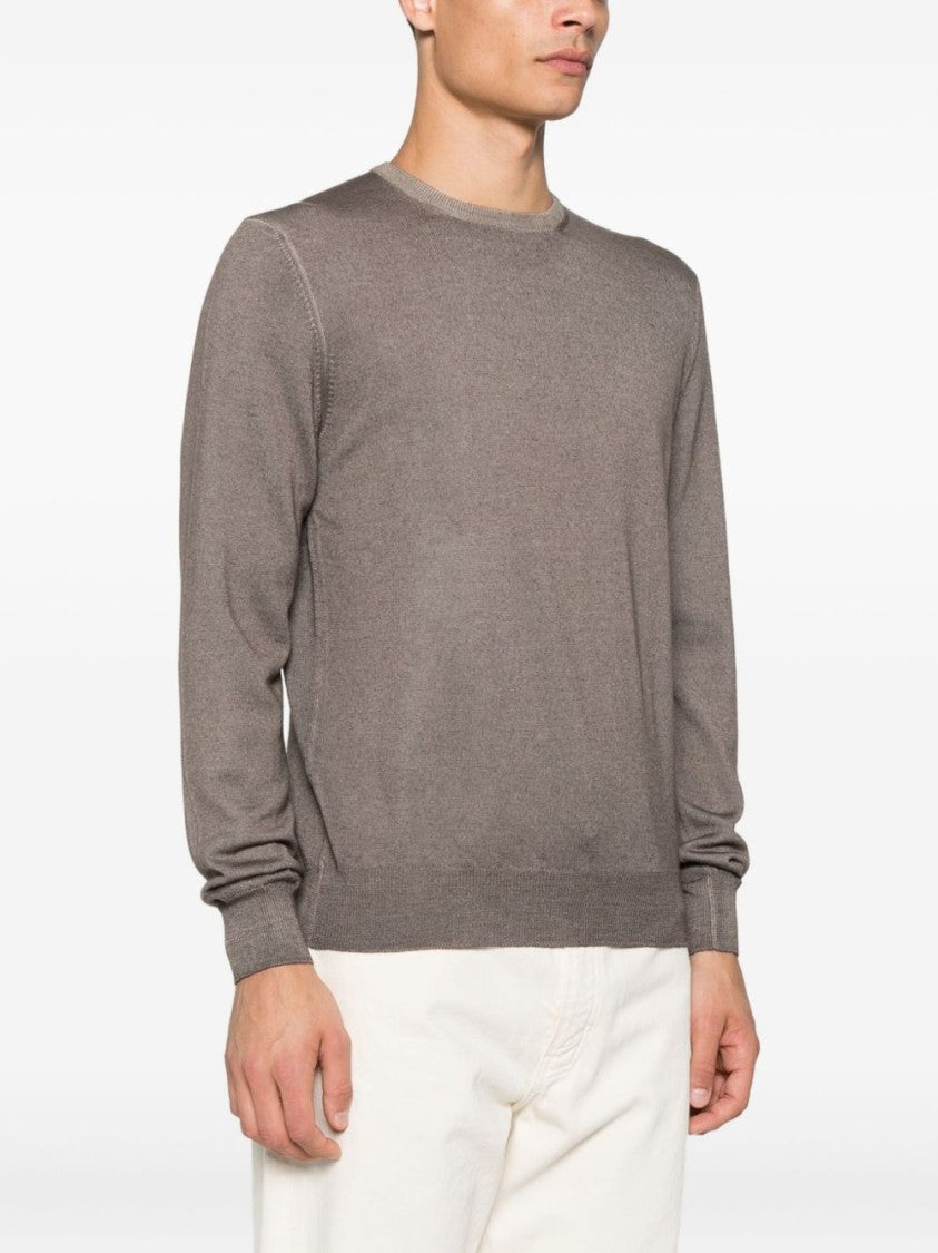 Vengera Brown Crew Neck Sweater In /Virgin Wool