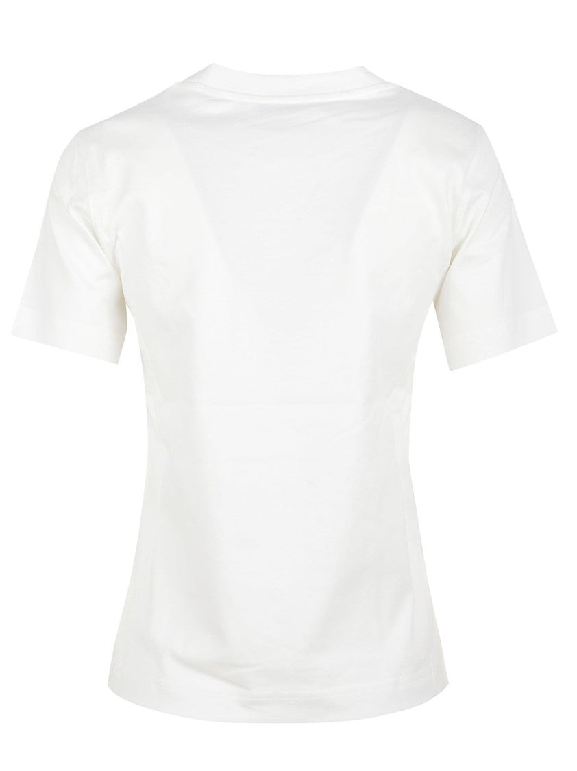 Burberry White Short-Sleeve T-Shirt With Subtle Plaid Emblem